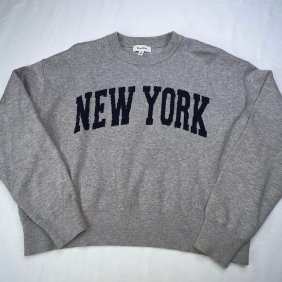 Faded Rose Tops - Faded Rose Cropped Tight knit NEW YORK Gray M #preppy #travel #softsweater